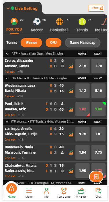 Live betting with BetCorrect