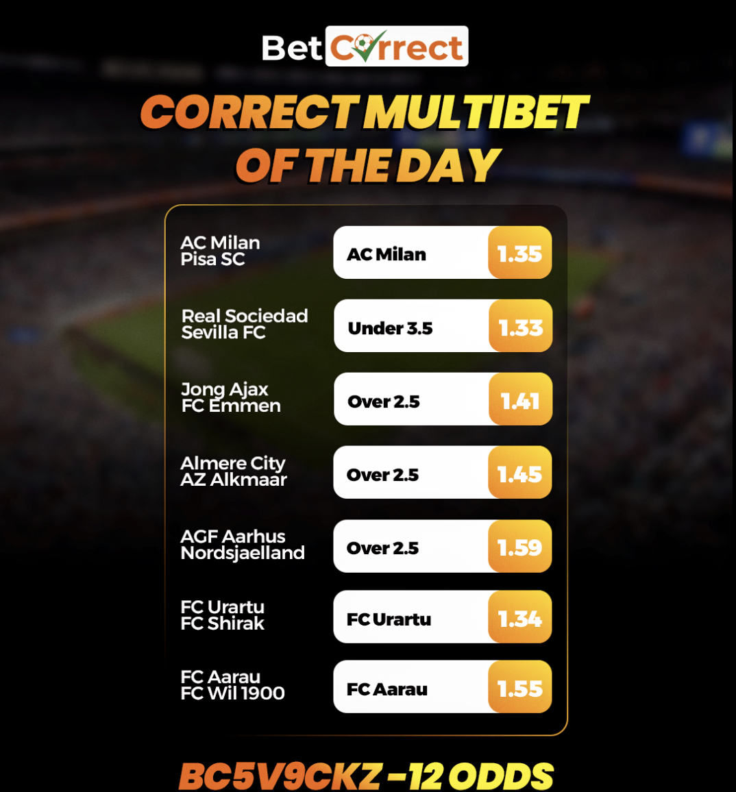 your Correct MultiBet of the Day